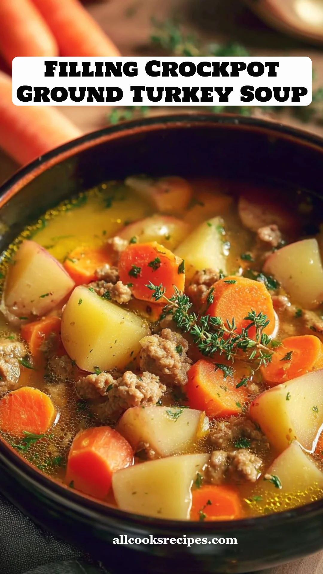 Filling Crockpot Ground Turkey Soup