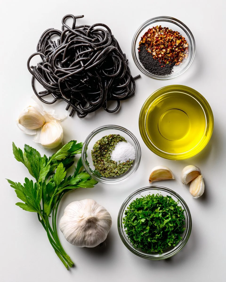 Garlic Black Pasta Garlic and Oil