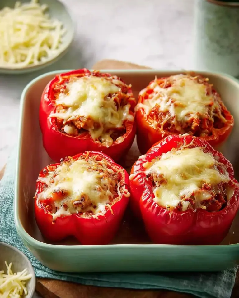Ground turkey stuffed peppers without rice displayed on a plate