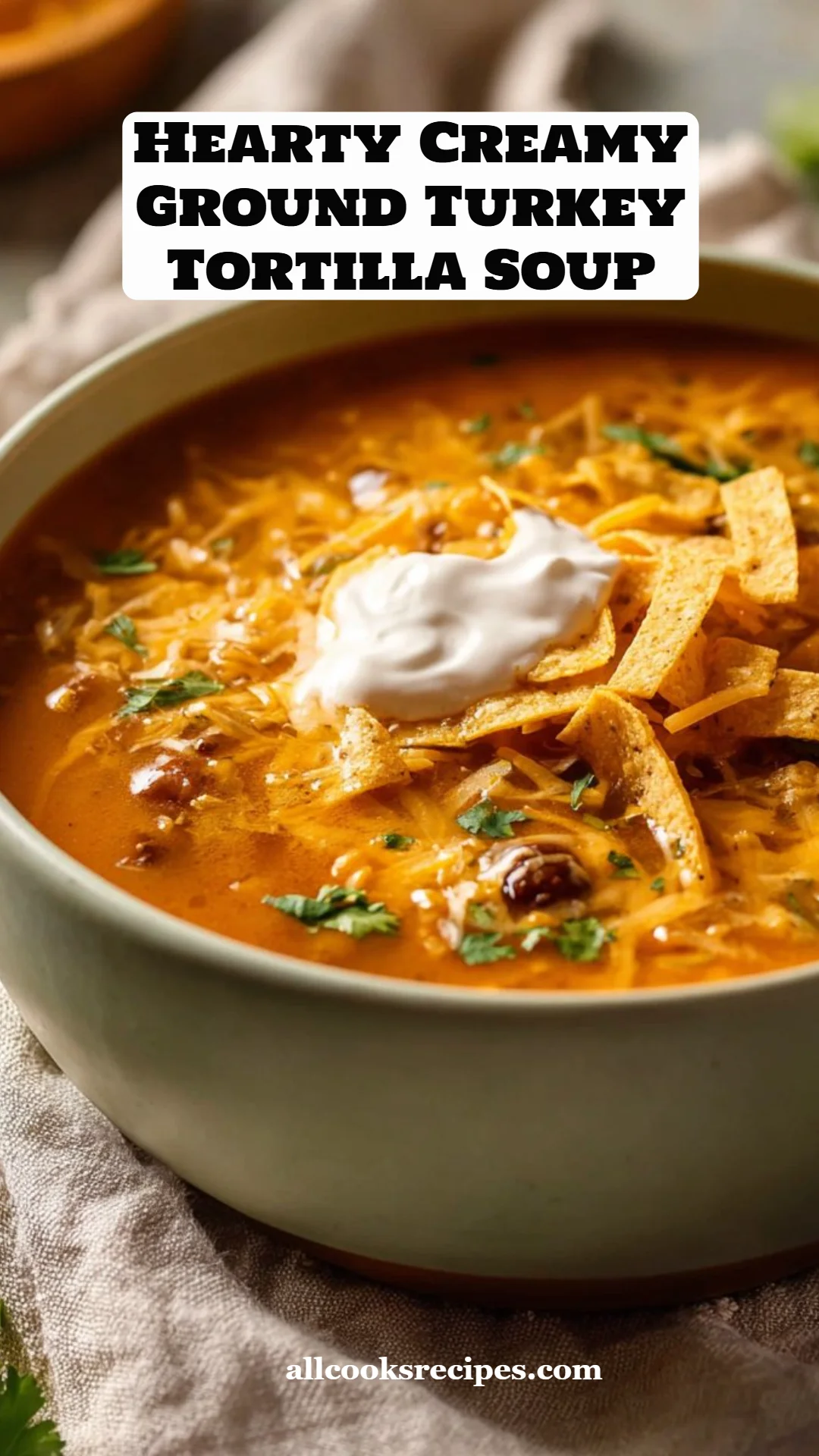 Hearty Creamy Ground Turkey Tortilla Soup