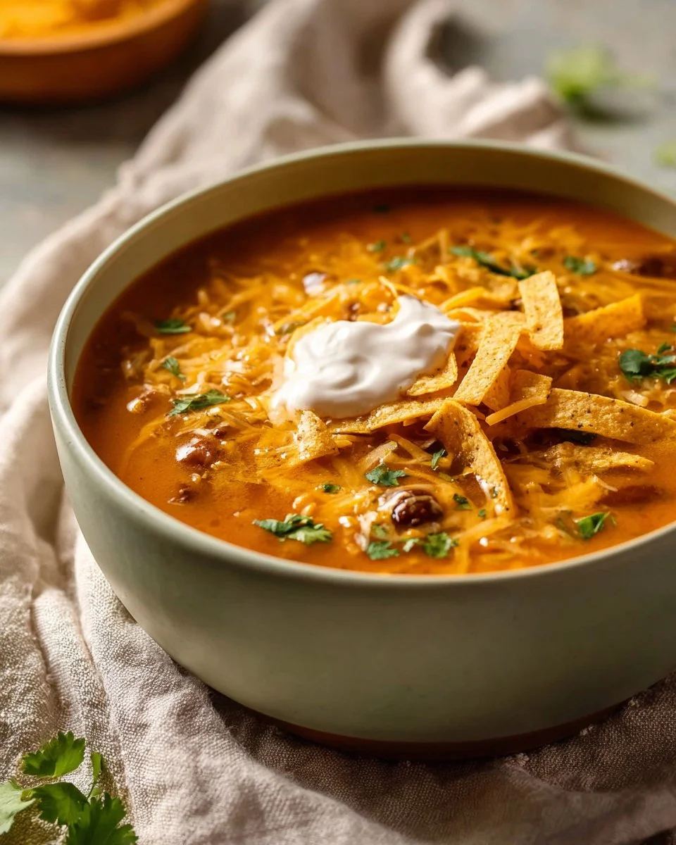 Hearty Creamy Ground Turkey Tortilla Soup