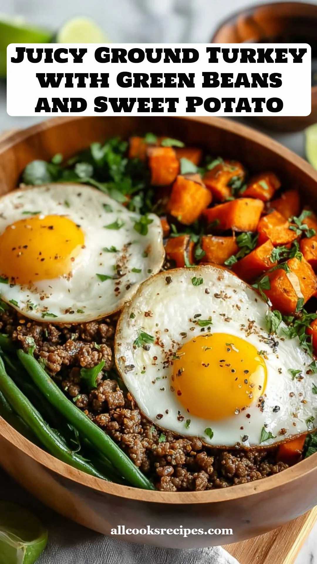 Juicy Ground Turkey with Green Beans and Sweet Potato