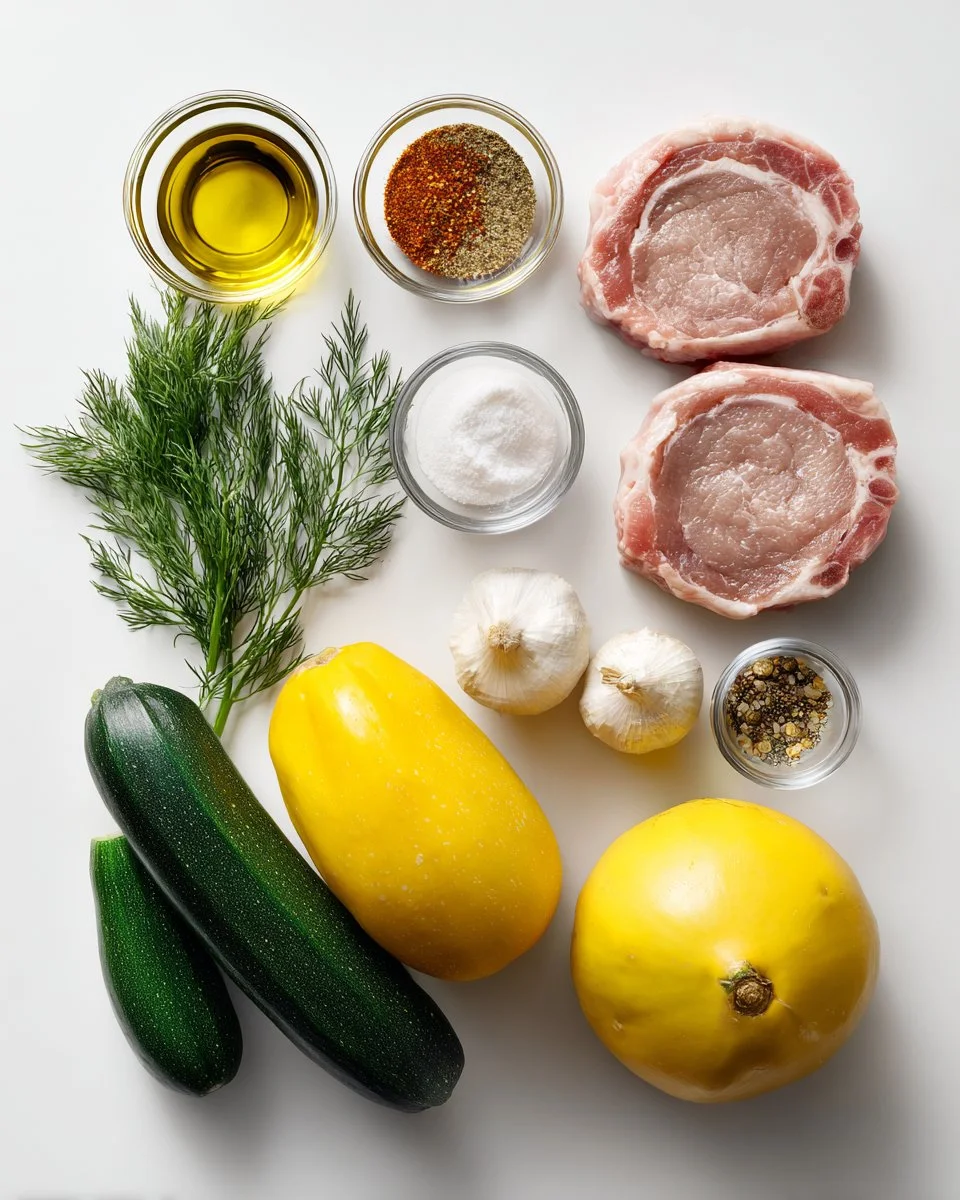 Pork Chops with Zucchini and Squash