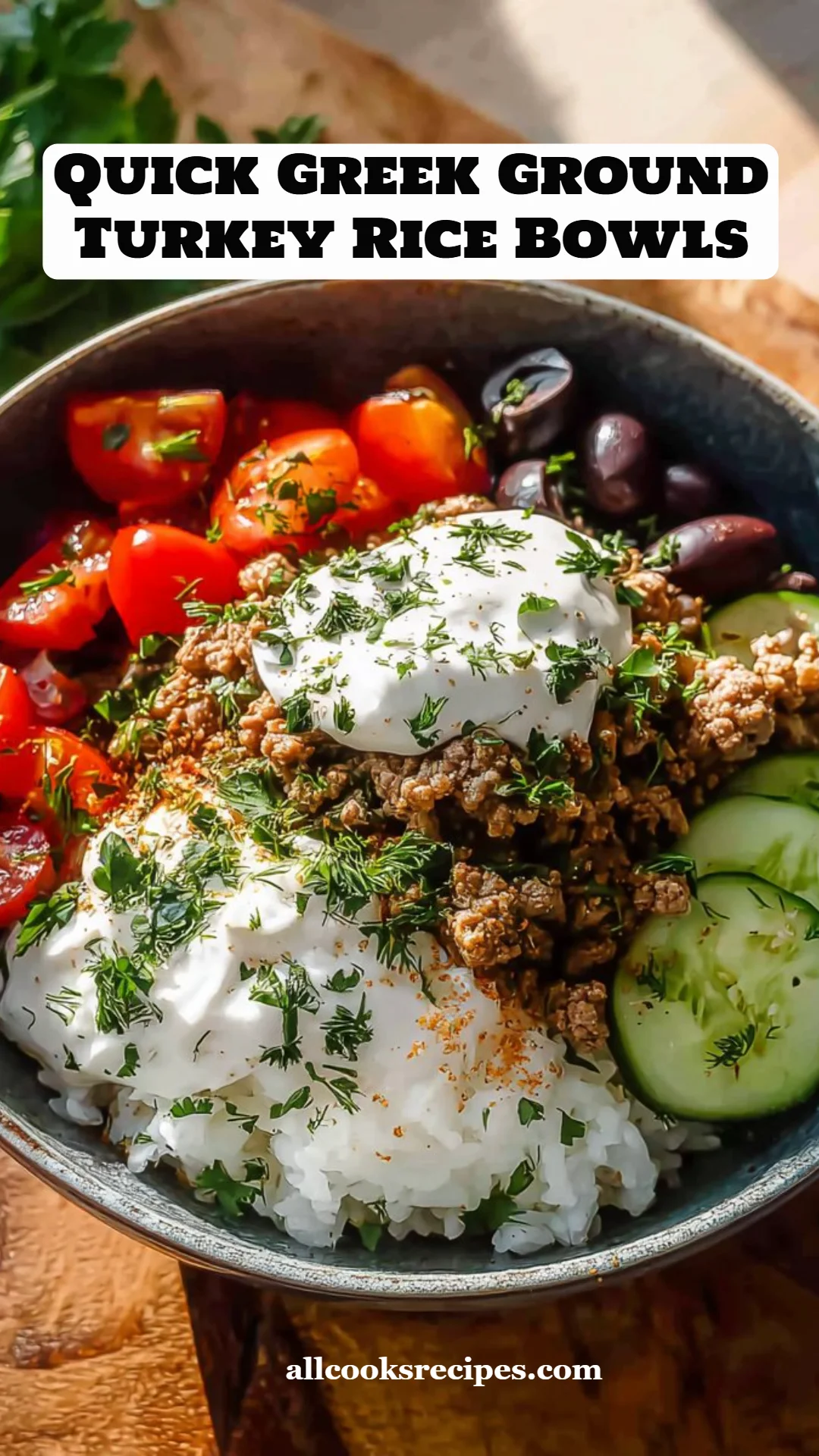 Quick Greek Ground Turkey Rice Bowls