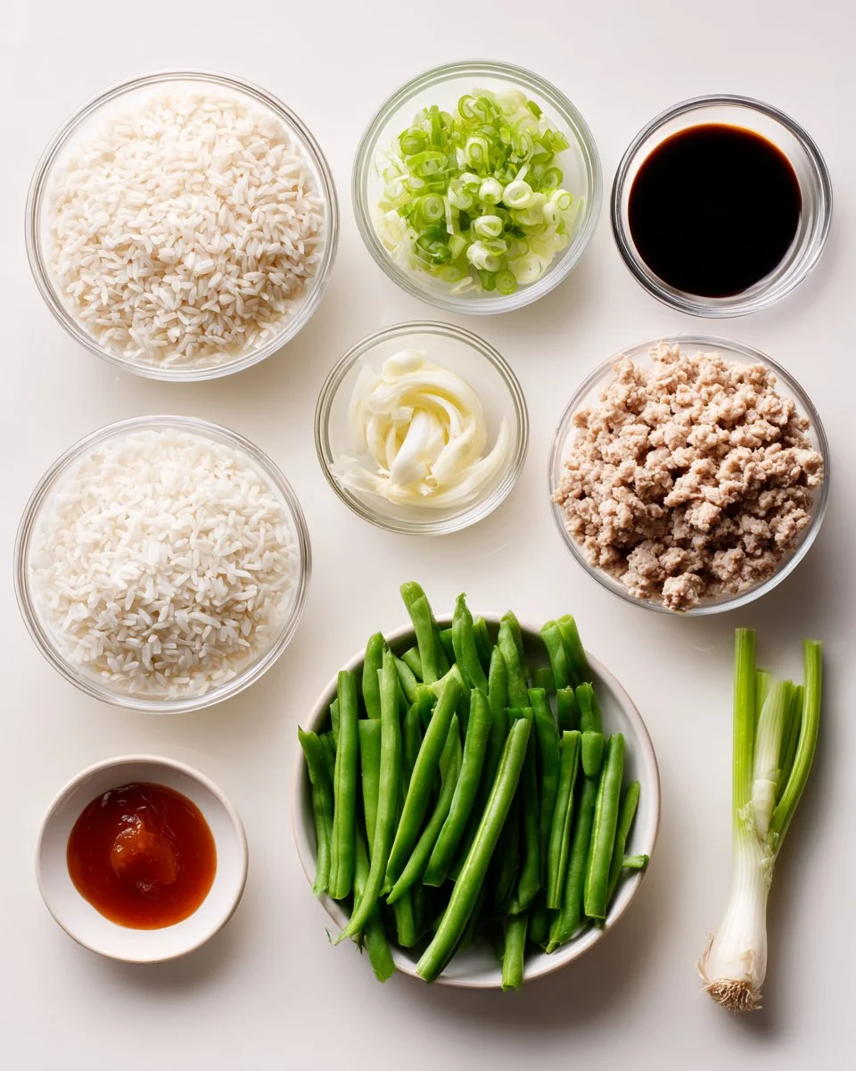 Simple Asian Ground Turkey with Green Beans and Rice