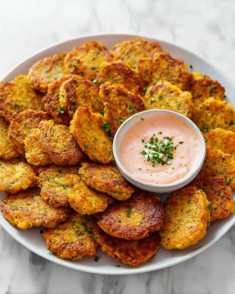Baked broccoli pumpkin tots on a plate garnished with herbs