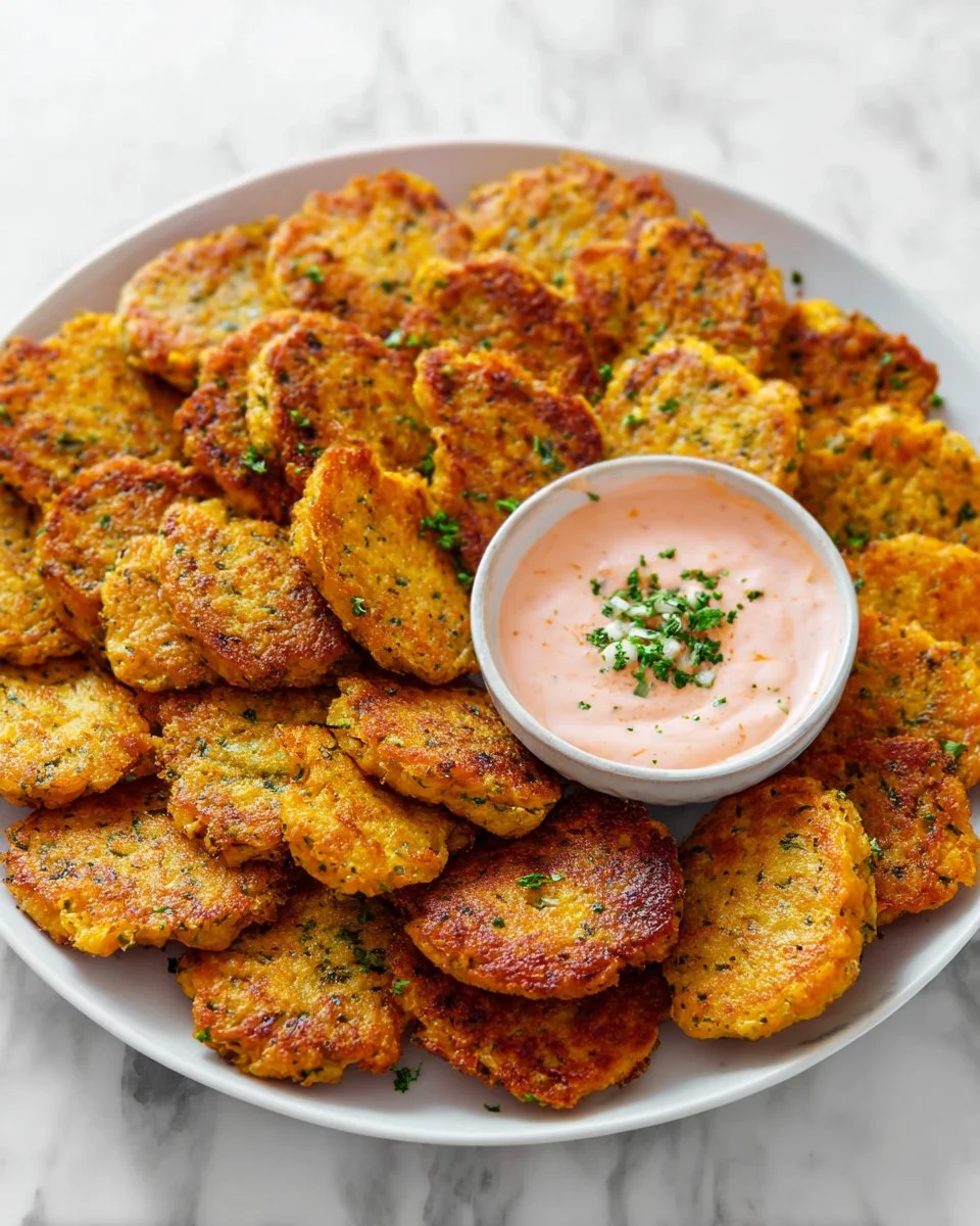 Baked broccoli pumpkin tots on a plate garnished with herbs