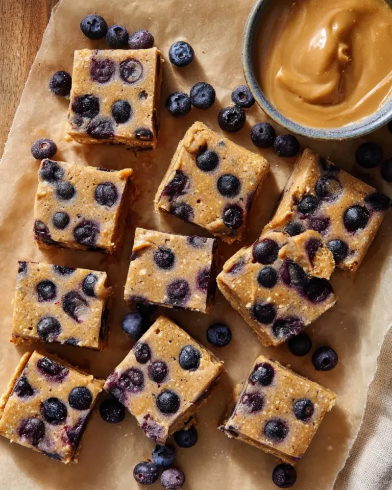 Delicious chickpea blueberry fudge served on a plate with fresh blueberries