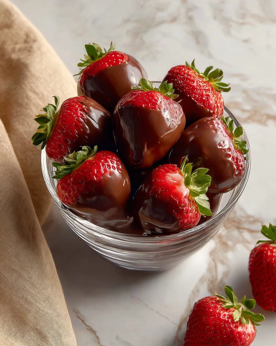 Chocolate Covered Strawberries in a Cup