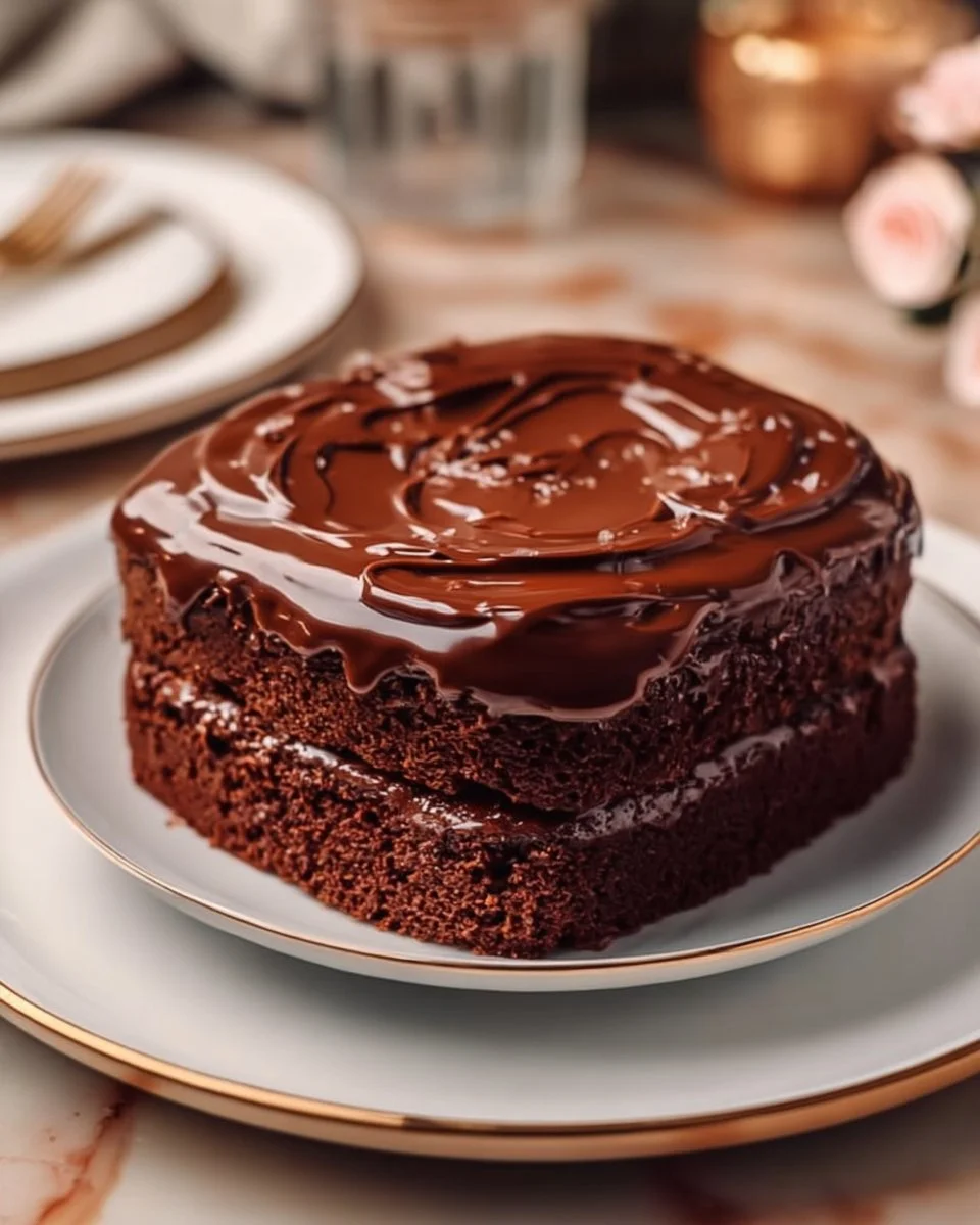 Delicious Chocolate Three Milk Cake topped with chocolate syrup and whipped cream