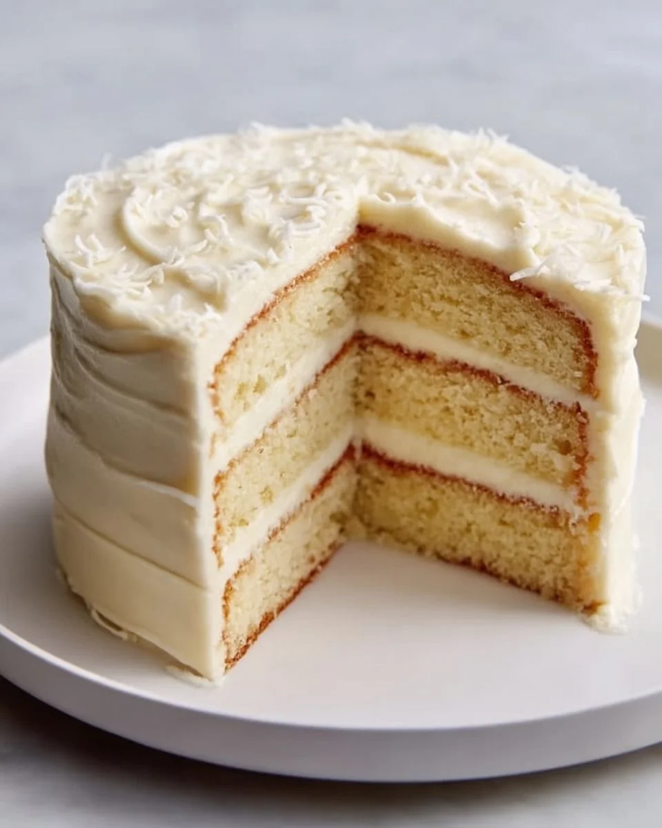 Delicious Coconut Buttercream Frosting on a cupcake with coconut flakes.
