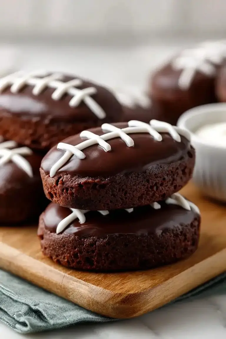 Delicious football-shaped brownies perfect for game day celebrations.