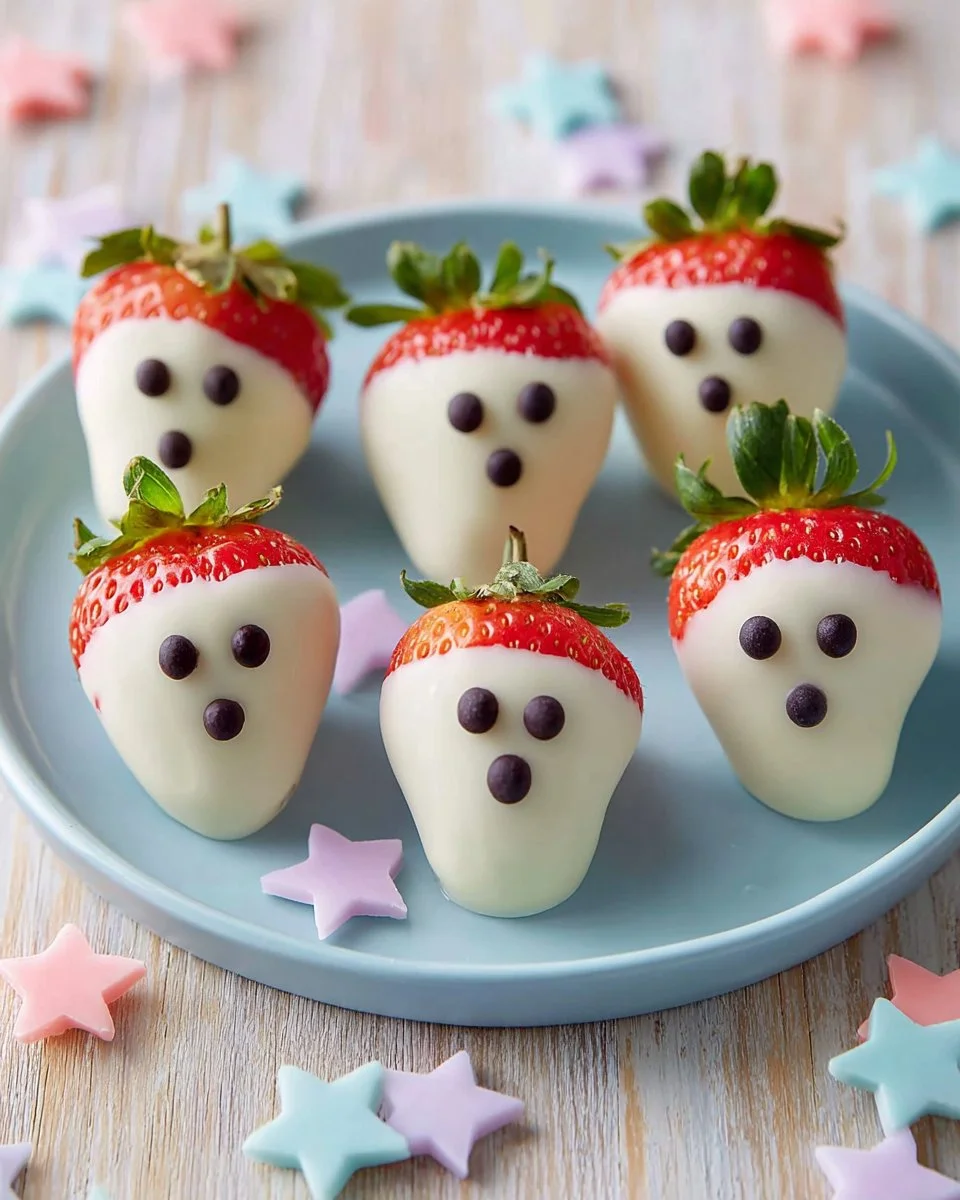 Ghost chocolate covered strawberries for Halloween