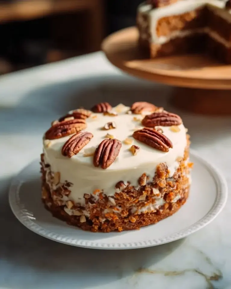 Delicious gluten free carrot cake topped with cream cheese frosting
