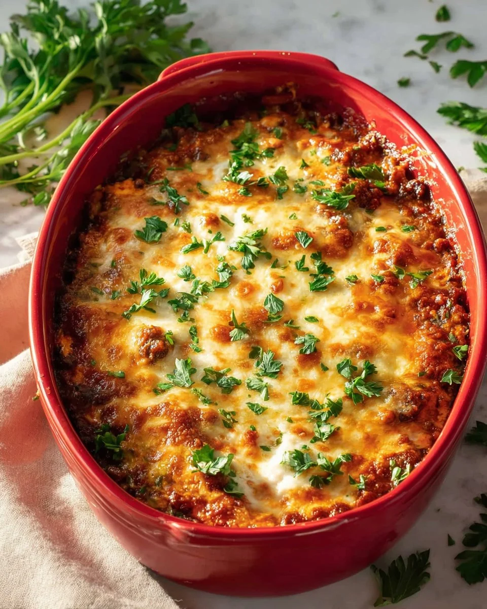 Ground Turkey Stuffed Peppers Casserole served in a baking dish