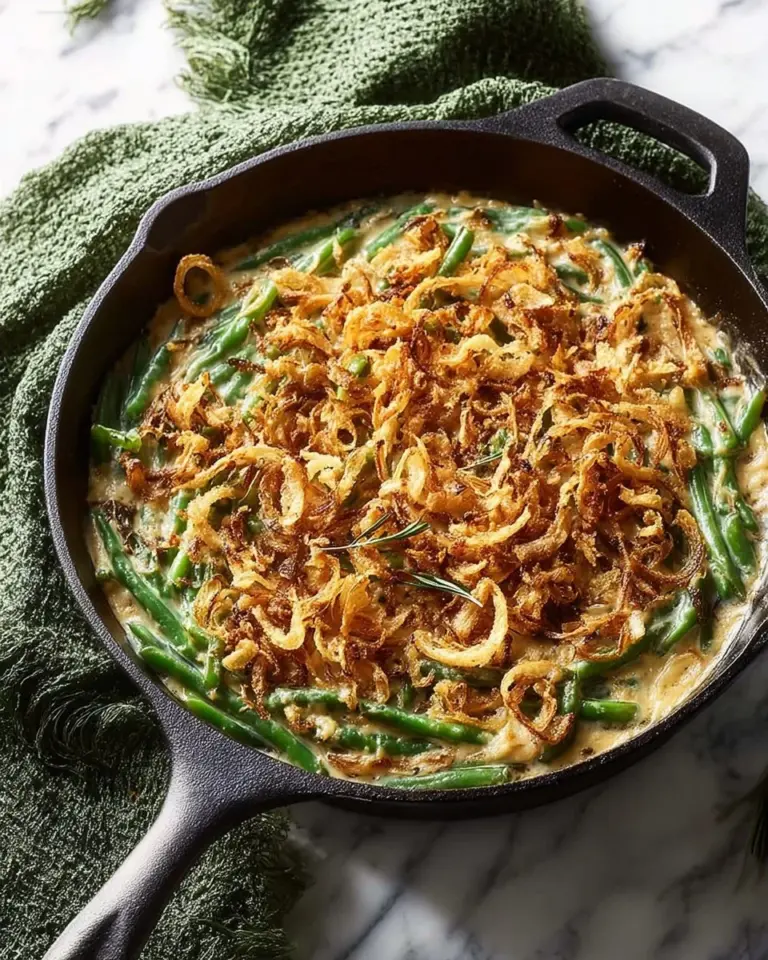 Ground Turkey Casserole with green beans baked in a dish, healthy and hearty meal