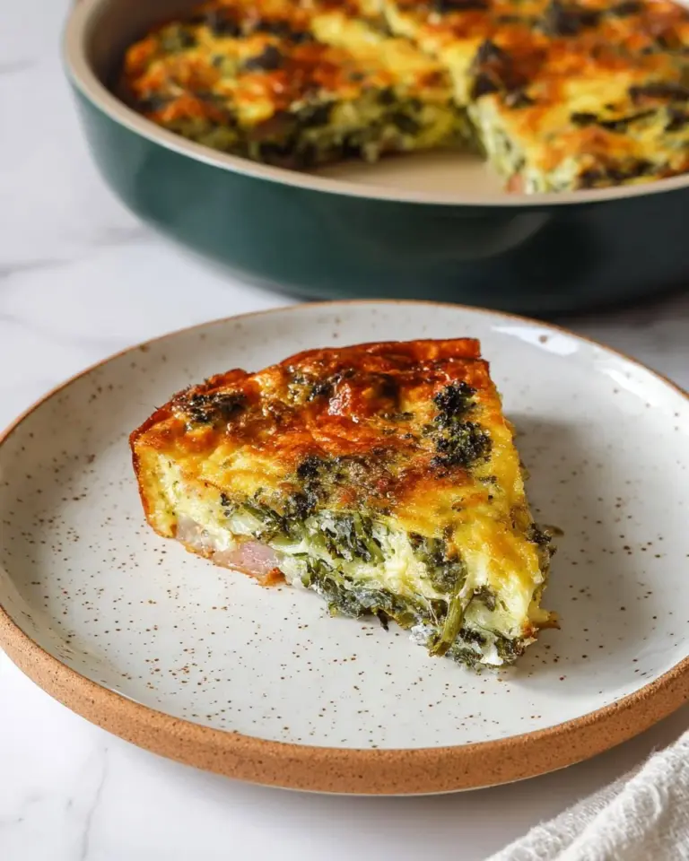 Ham and Broccolini Frittata served on a plate