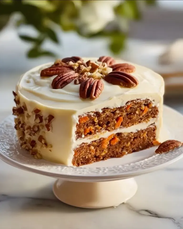 Low carb carrot cake slice on a plate with a fork