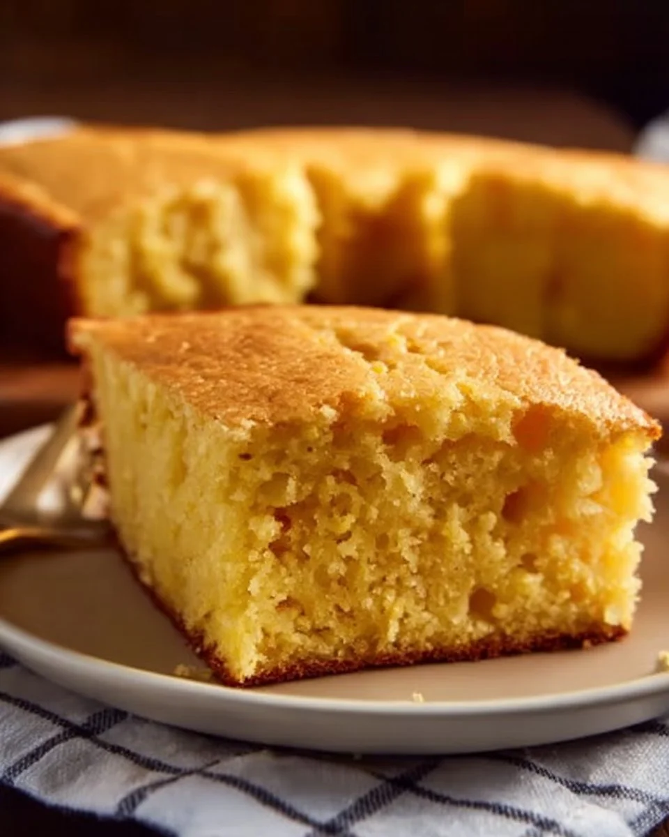 Delicious low carb cornbread served on a wooden plate with butter