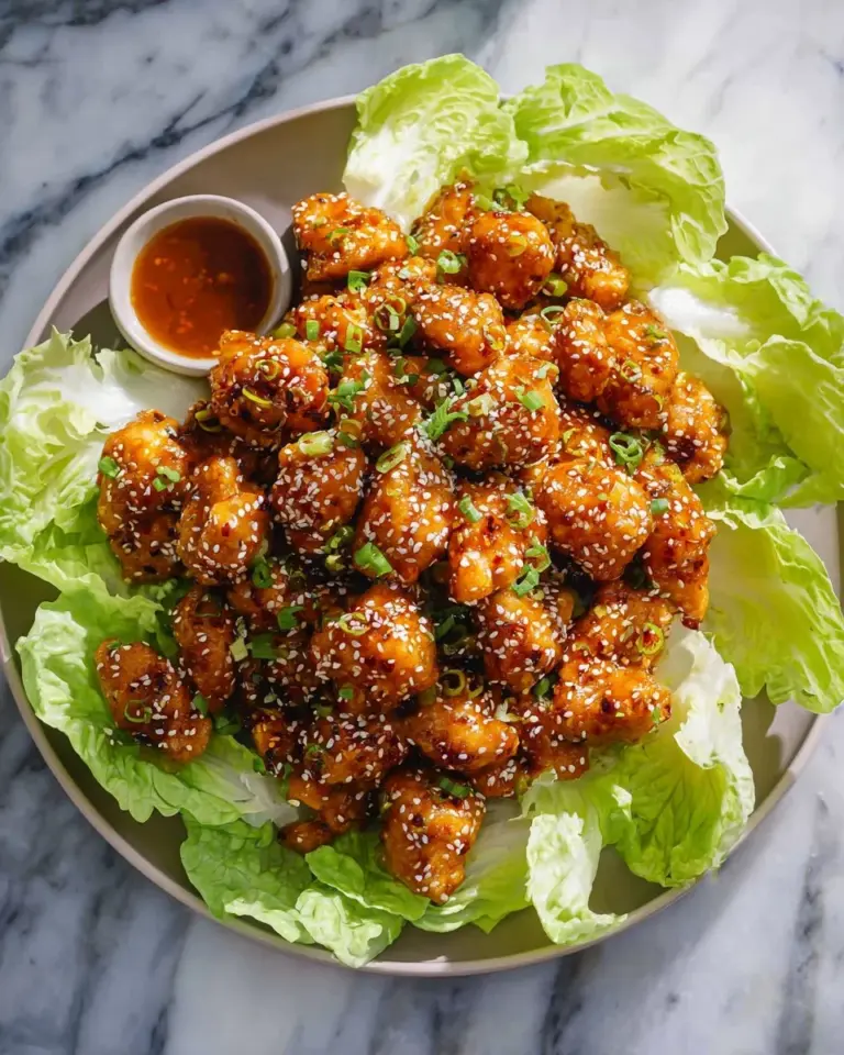 Crispy orange sesame glazed cauliflower wings on a plate