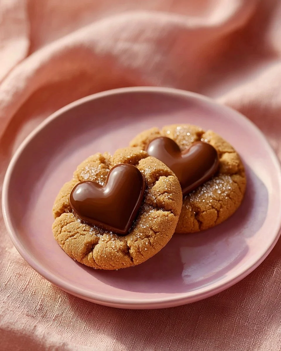 Peanut Butter Chocolate Heart Cookies