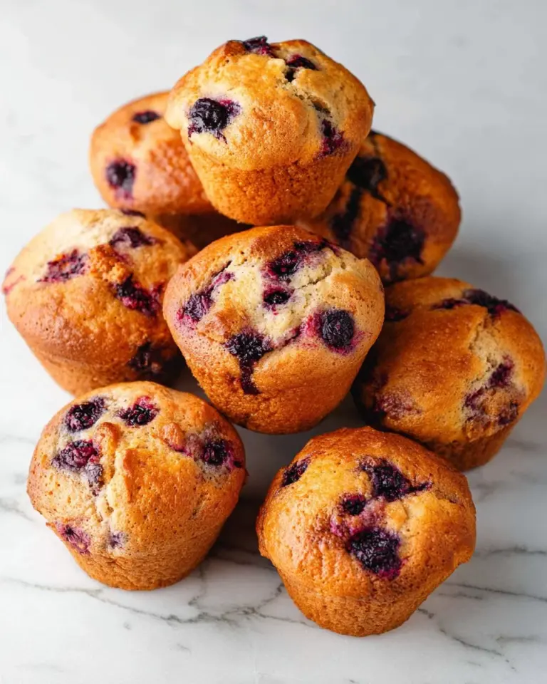 Wholesome banana blackberry muffins on a wooden table.