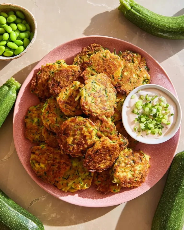 Delicious zucchini edamame fritters served on a plate