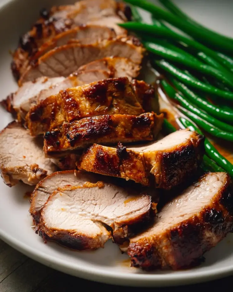 Perfectly cooked air fryer pork tenderloin, tender and juicy