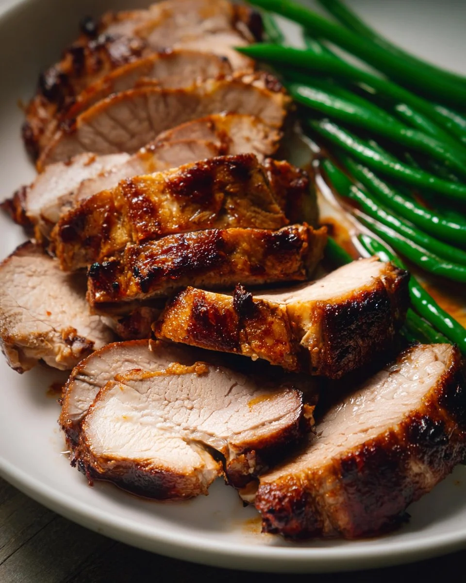 Perfectly cooked air fryer pork tenderloin, tender and juicy