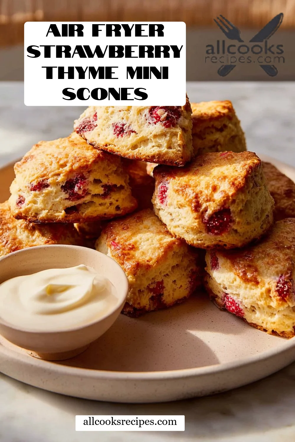 Air Fryer Strawberry Thyme Mini Scones