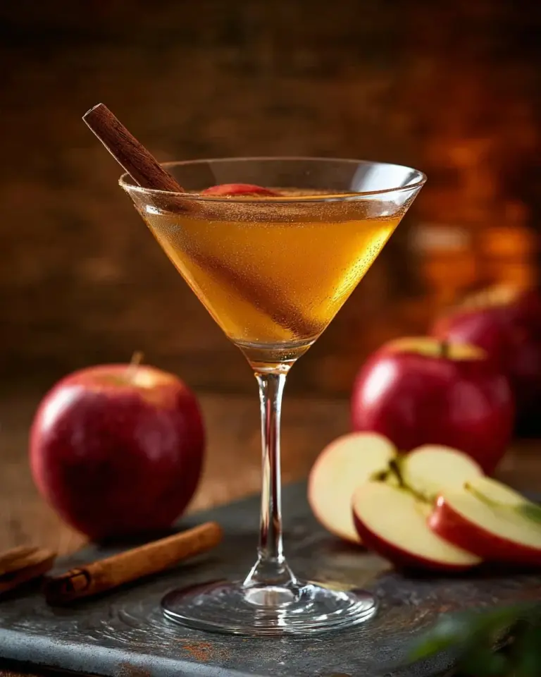 Delicious Apple Cider Martini served in a glass with autumn spices.