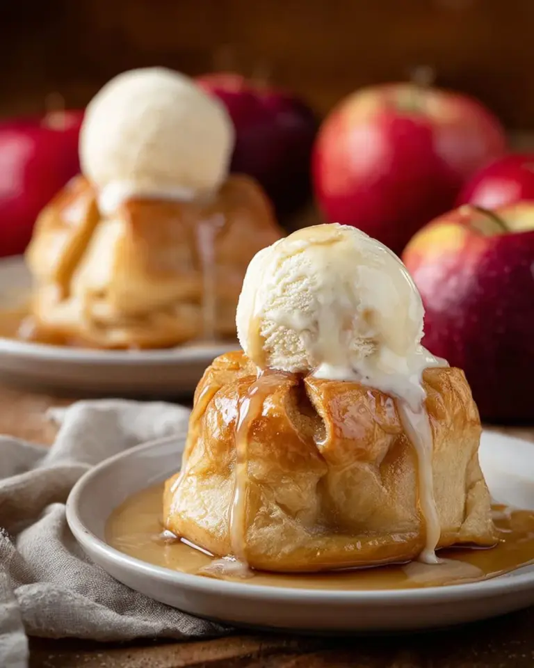Delicious homemade apple dumplings with a flaky pastry crust and tender apples