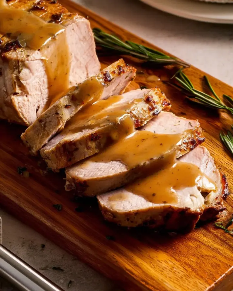 A bowl of rich and savory homemade pork gravy served with mashed potatoes.