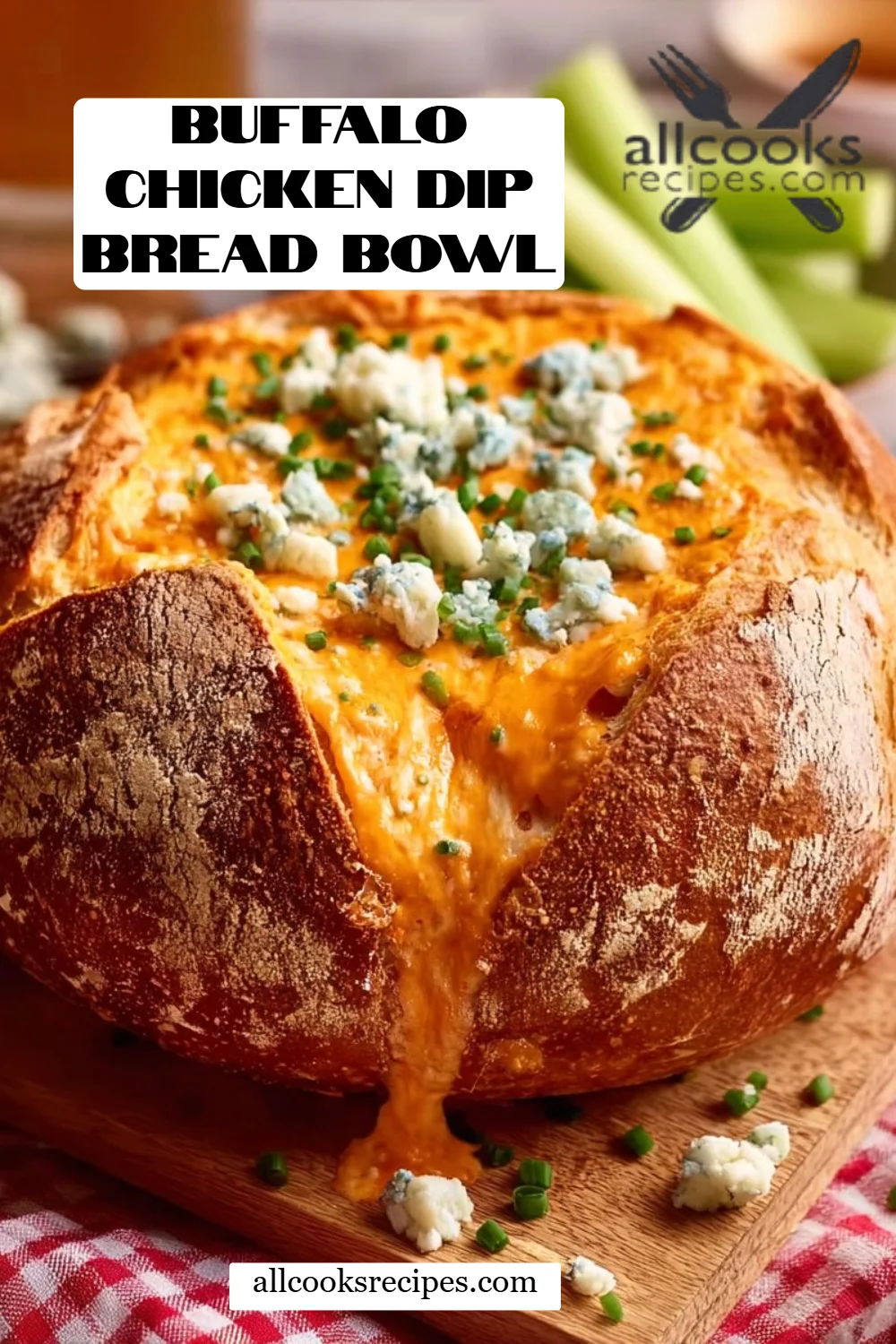 Buffalo Chicken Dip Bread Bowl