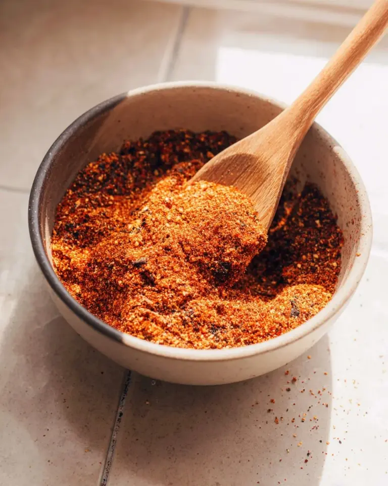 Homemade chicken taco seasoning in a spice jar with fresh ingredients