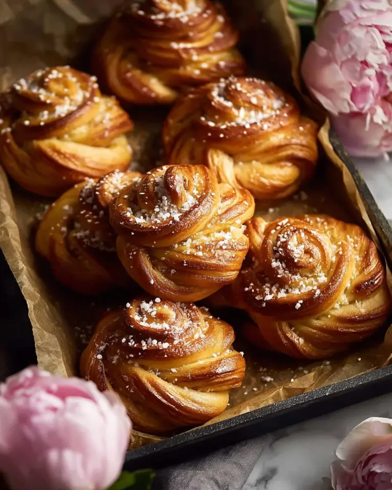 Freshly baked classic croissant buns with a flaky texture