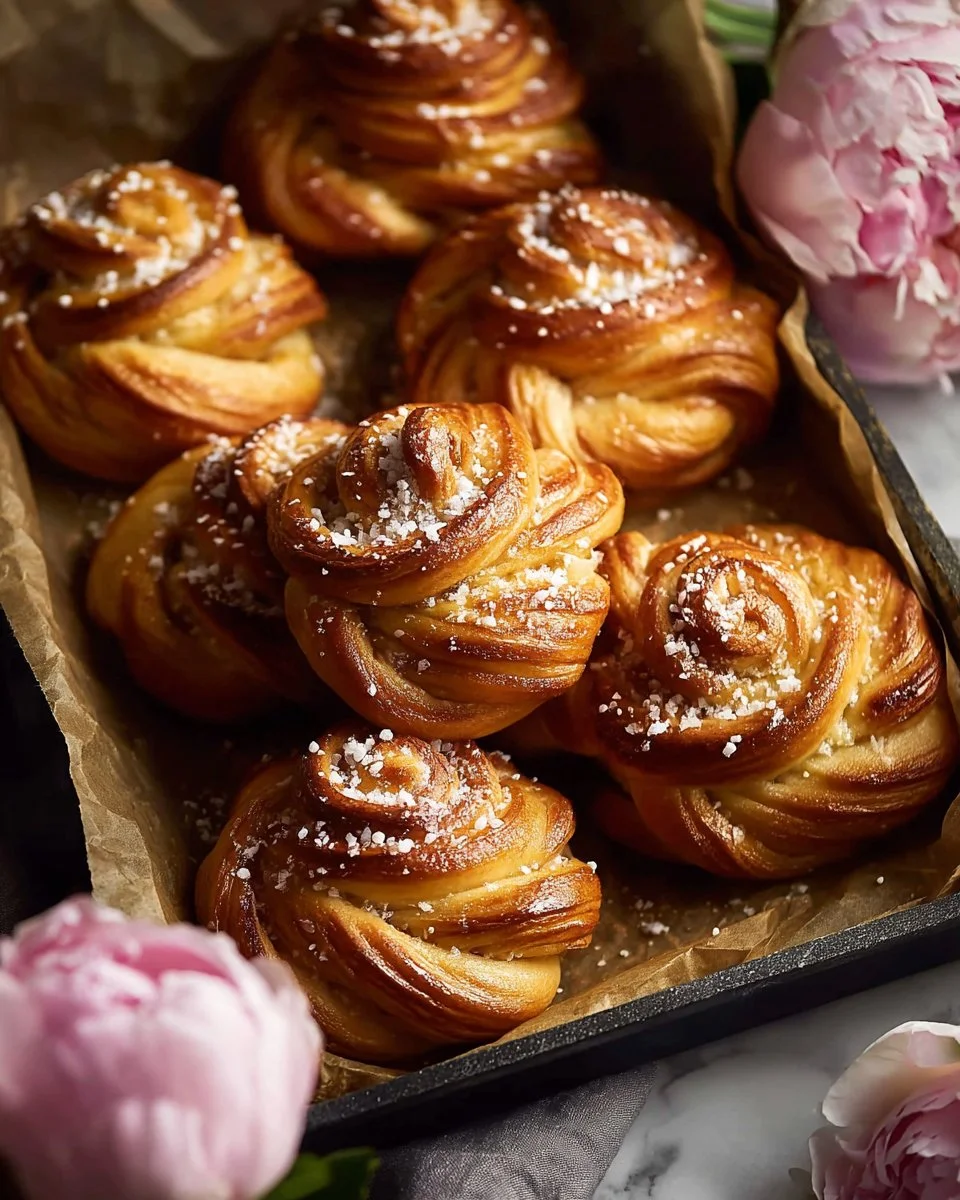 Freshly baked classic croissant buns with a flaky texture