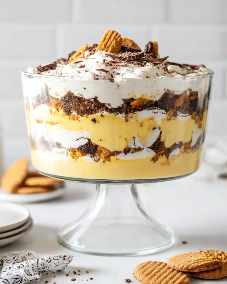 Delicious Cookie Salad Trifle with layers of cookies, cream, and fruit