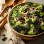 Crispy Bacon Broccoli Salad with Kraft Coleslaw Dressing in a bowl
