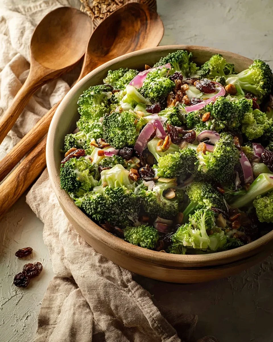 Crispy Bacon Broccoli Salad with Kraft Coleslaw Dressing in a bowl