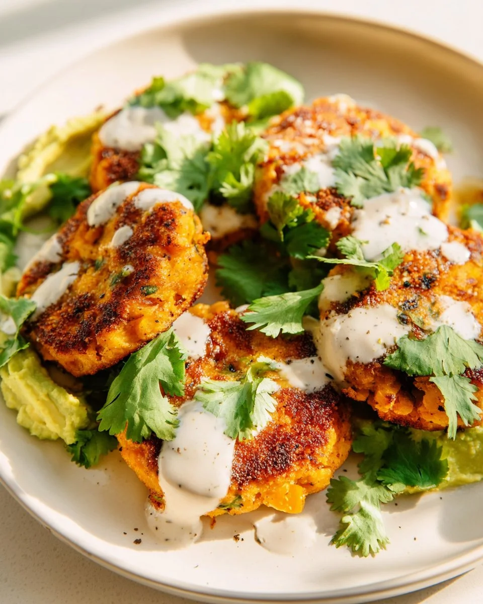 Crispy salmon patties served with lemon and herbs