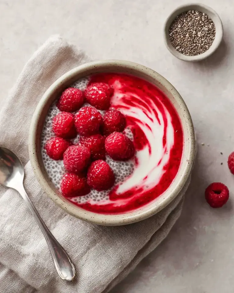 Delicious Greek yogurt chia seed pudding topped with fresh fruits