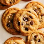 Plate of extra-chewy chocolate chip cookies fresh from the oven