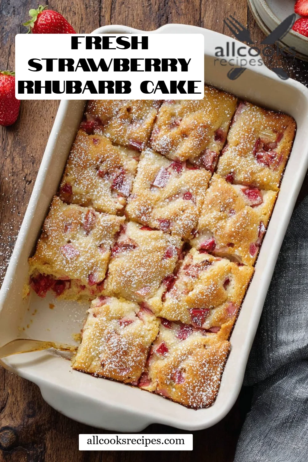 Fresh Strawberry Rhubarb Cake
