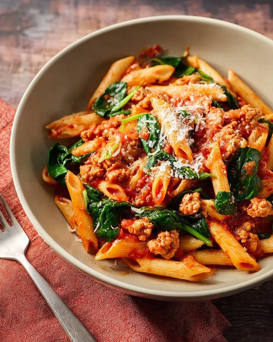 Delicious gluten free pasta with ground turkey, fresh herbs, and colorful vegetables.