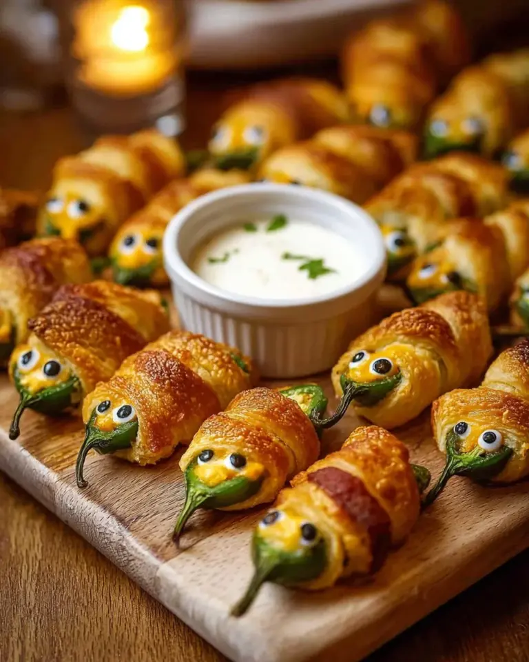 Halloween jalapeno poppers filled with cheese