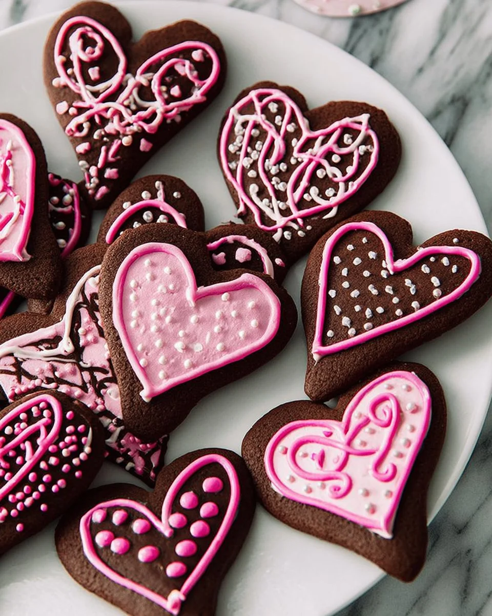 Heart-Shaped Valentine's Cookies (Chocolate Sugar Cookies)