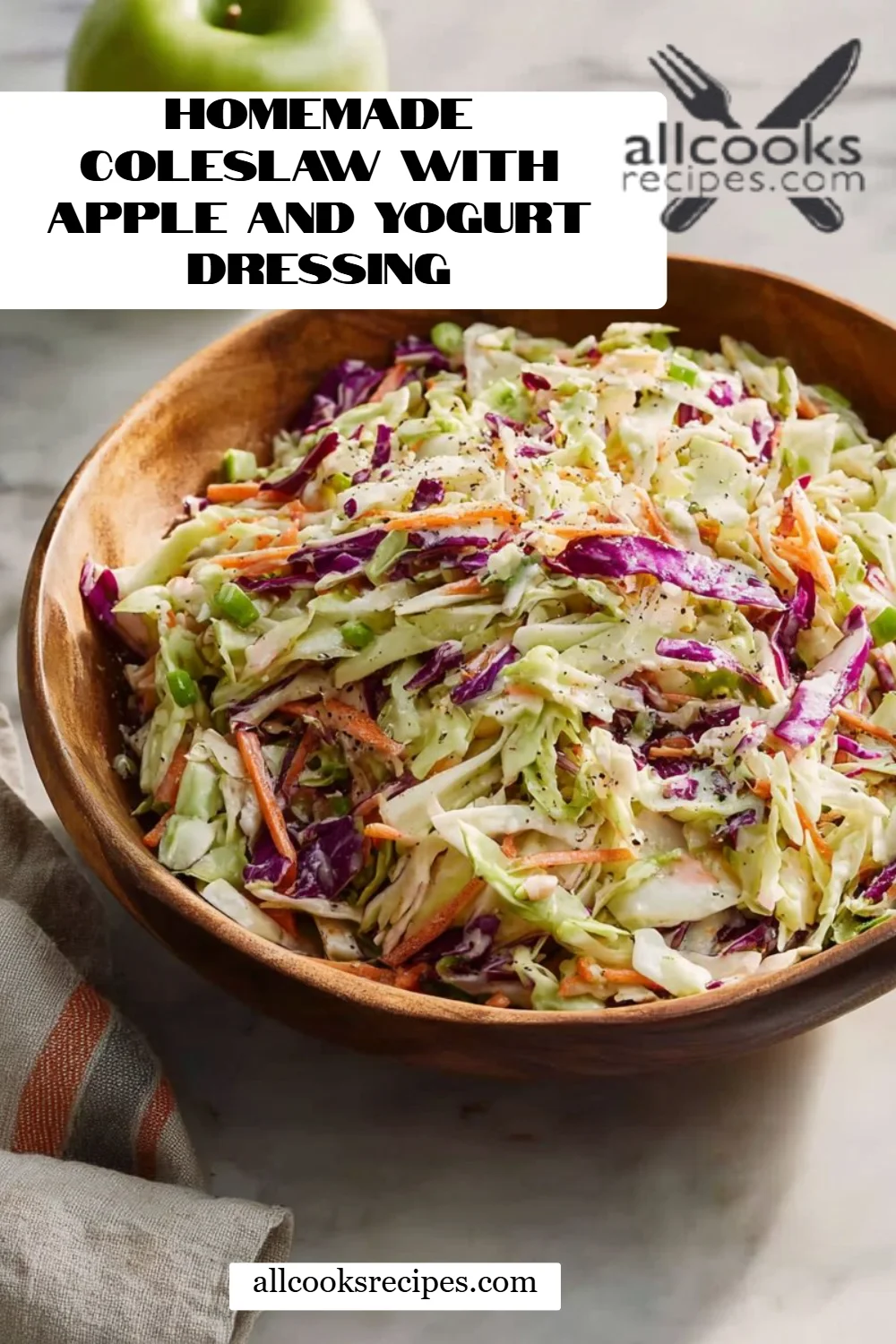 Homemade Coleslaw with Apple and Yogurt Dressing