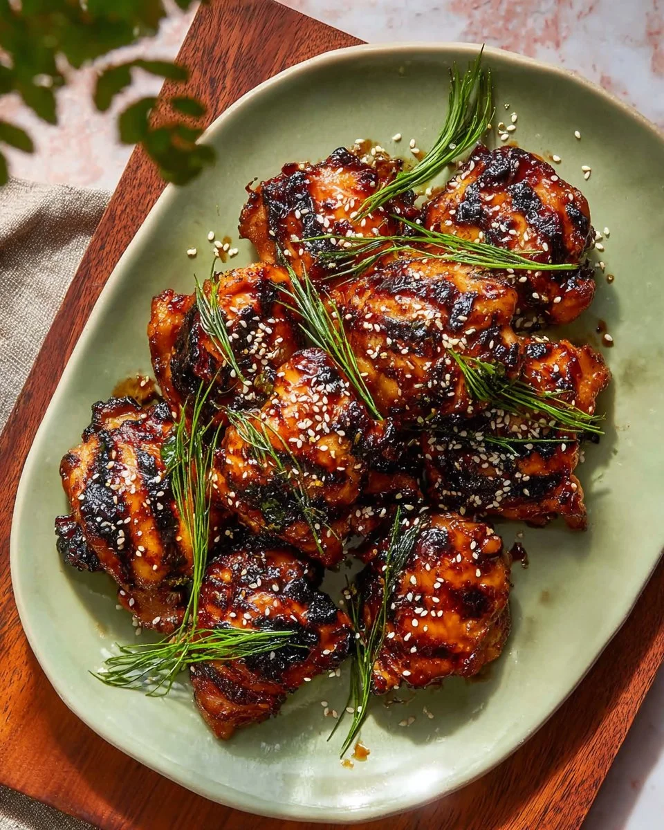 Japanese BBQ chicken thighs marinated and grilled to perfection
