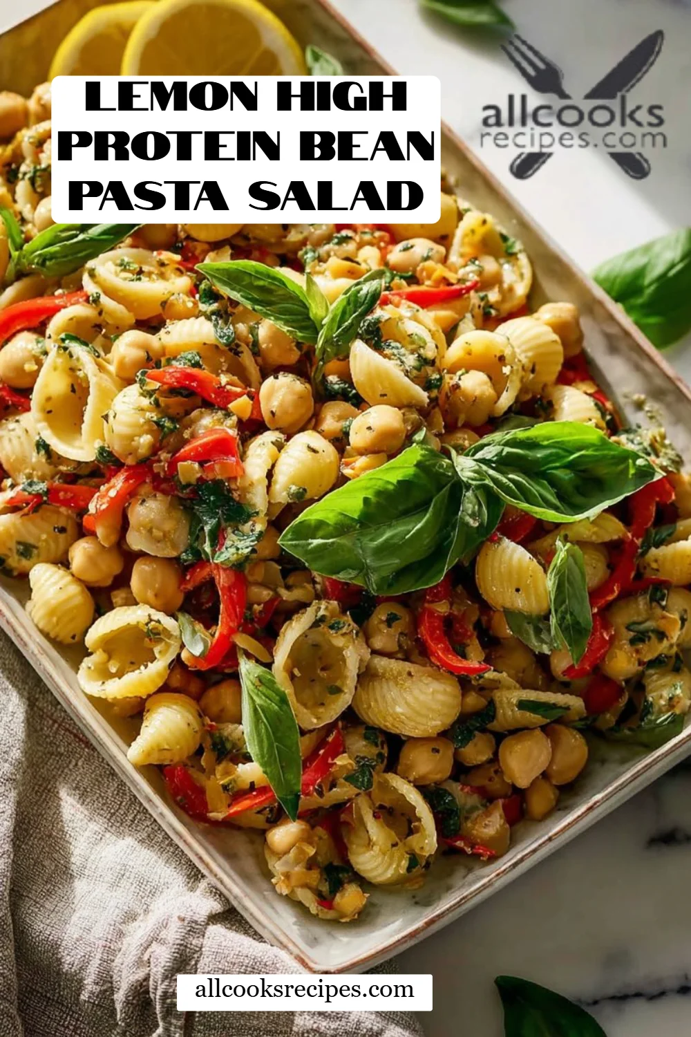 Lemon High Protein Bean Pasta Salad